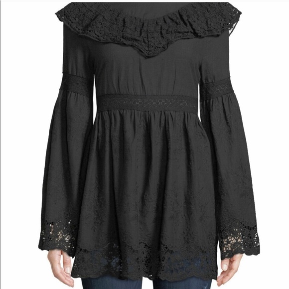 black lace ruffle blouse